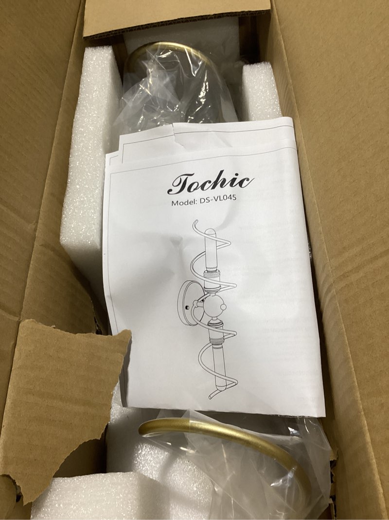 Condition photo showing As Is for tochic wall sconces 20" l,gold sconces wall decor,2 light modern vintage wall lamp mounted lamp indoor vanity light for living room,bedroom,hallway,dining room,fireplace,staircas