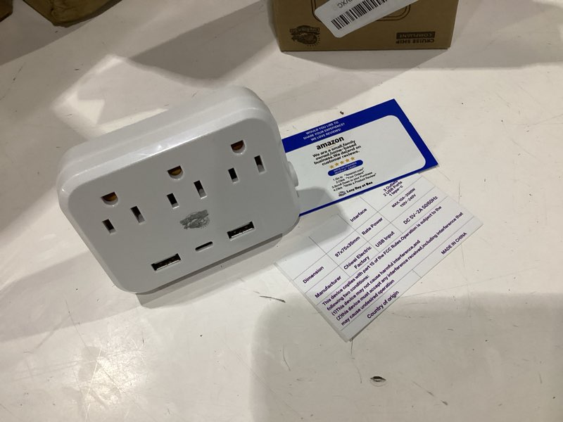 Condition photo showing New/Like New for cruise ship compliant non-surge power strip (6-in-1) – outlet extender with 3 ac outlets, 2 usb ports & 1 usb-c, 2500w, approved for carnival, norwegian, princess & disney cruises (not for royal)