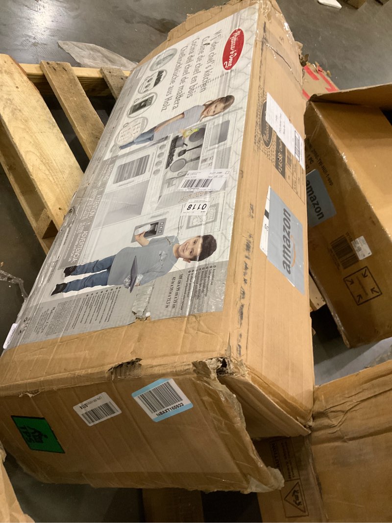 Condition photo showing As Is for Melissa & Doug Wooden Chef's Kitchen Set for Kids with Play Kitchen Accessories & “Ice” Cube Dispenser, Preschool Learning Toys for Girls & Boys 3+, Cloud White - FSC Certified Cloud Single