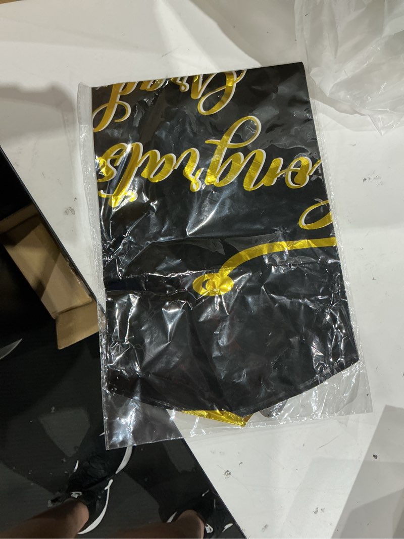 Condition photo showing Good Condition for class of 2026 graduation cap balloons - 4 pack large 28x27 inch congrats grad foil mylar balloons with ribbon, glue dots & straw - black gold graduation party decorations for high school, college 01-4 pcs graduation cap balloons