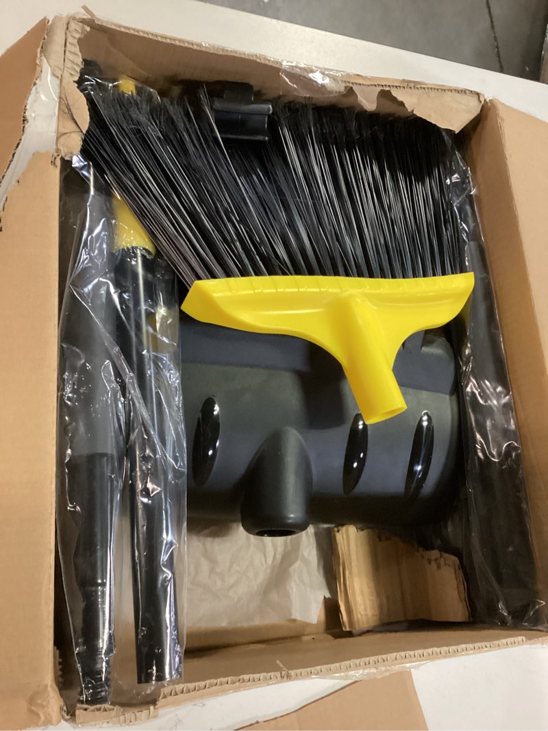 Condition photo showing Good Condition for Indoor/Outdoor Heavy Duty Broom and Dustpan Set,Upright Plastic Commercial Dust Pan with 2 Brooms Perfect for Sweeping Courtyard Garage Lobby Kitchen Office Mall Market Shop Floor Yellow Brooms