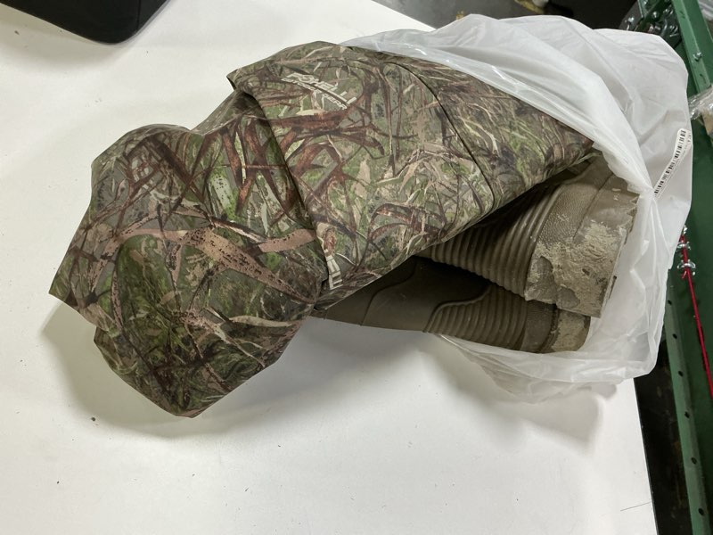 Condition photo showing As Is for Foxelli Chest Waders – Waterproof 2-ply Nylon/PVC Camo Hunting Fishing Waders for Men and Women with Boots 13 Camo