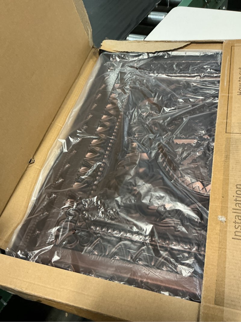 Condition photo showing Good Condition for art3d drop ceiling tiles, glue up ceiling tiles, 2'x2' plastic sheet in antique copper (12-pack, 48 sq.ft) 24"x24" antique copper 12