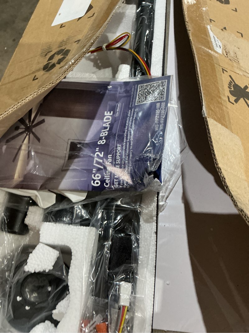 Condition photo showing Good Condition for depuley ceiling fan without light: 72 inch big indoor outdoor fan with remote app control - black wood grain large ceiling fan no light 8 blade reversible quiet dc motor memory function timer 72 inch black02