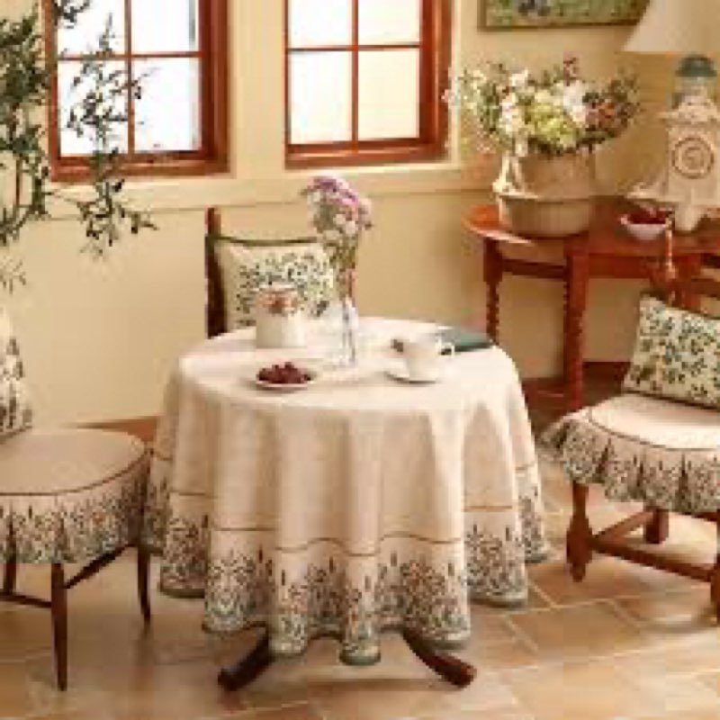 patdrea Designer Linen Tablecloth for Round Table,Anti-Wrinkle Durable Breathable Tablecloths,Decora