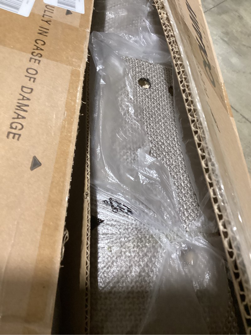 Condition photo showing As Is for Upholstered Parsons Dining Chairs Set of 2, Modern Dining Room Chairs with Back, Fabric Kitchen Side Chairs with Wood Legs for Dinner Farmhouse Restaurant, Beige Beige Set of 2