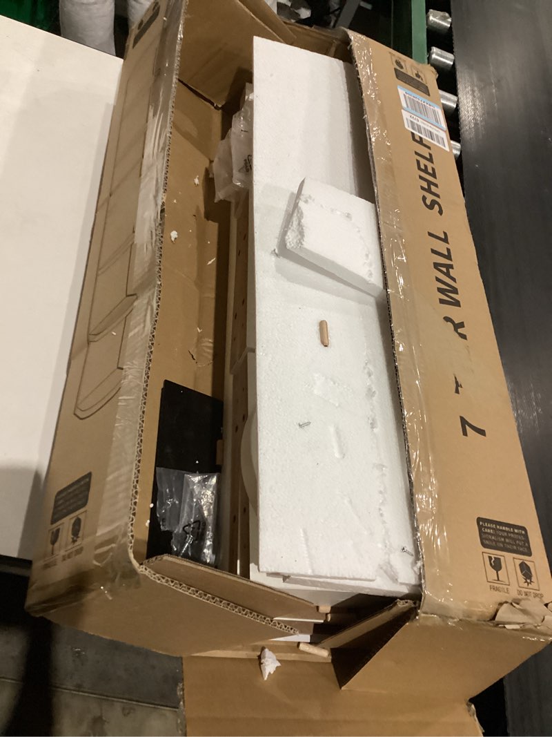 Condition photo showing As Is for 7 Tier Wall Shelf Unit – Semi-Circular White Shelf Floating Shelves for Wall, Wall Mounted Vertical Shelving for Storage Space Saving Organizer for Bedroom Living Room Office Display Decor