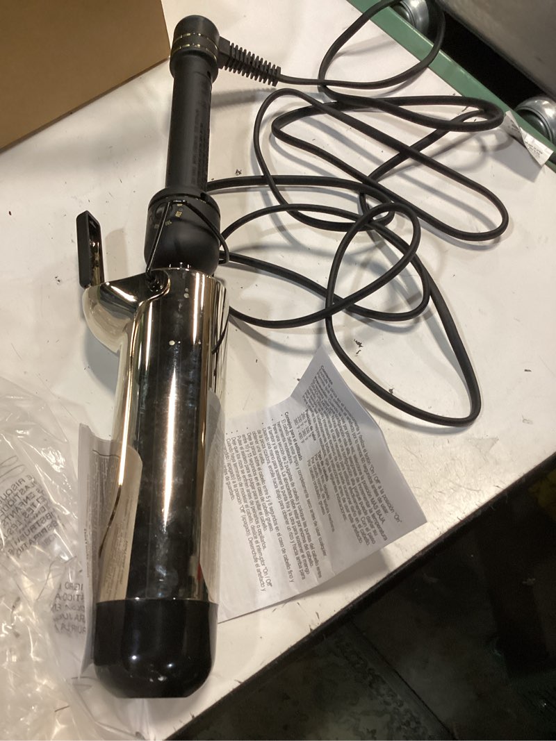 Condition photo showing As Is for hot tools 24k gold professional 2" extended barrel curling iron with clamp for loose curls - 24k gold technology for long-lasting results & longer barrel for easy styling 2 inches