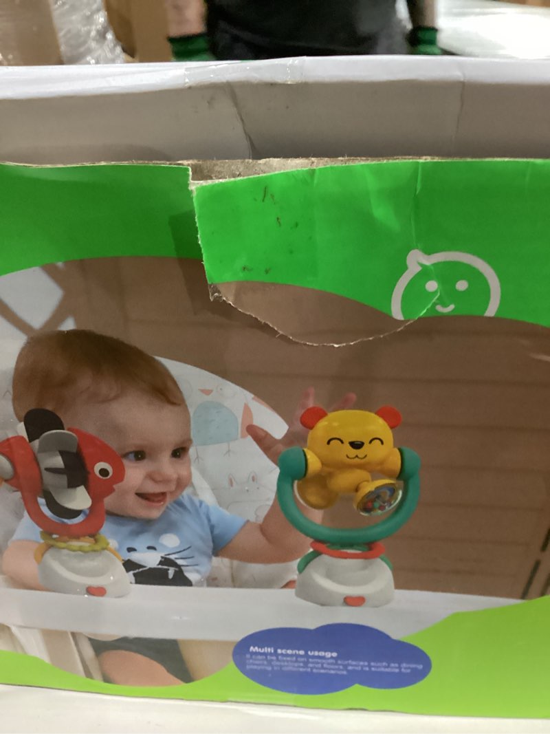 Condition photo showing As Is for Baby Toys 6-12 Months Infant Toy Set of 3 High Chair Suction Cup Rattle Teething Toys for Babies 6 7 9 12-18 Months 2-in-1 Sensory Development Tray Toy Baby Gifts for Boys Girls Removable rattles toy