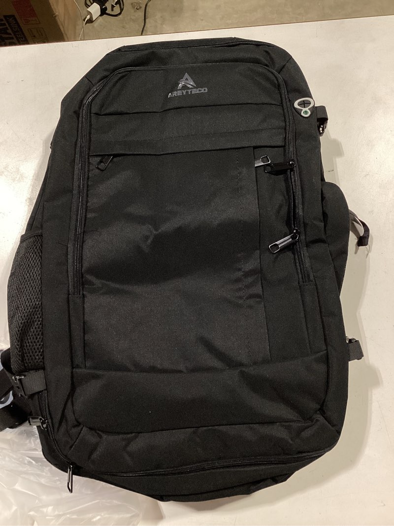 Condition photo showing Good Condition for areyteco travel backpack, 50l expandable extra large laptop backpack, carry on backpack water resistant business suitcase daypack bag fits 17 inch laptops, travel gifts for men women, black black 17.3 inch (20''x13''x10'')