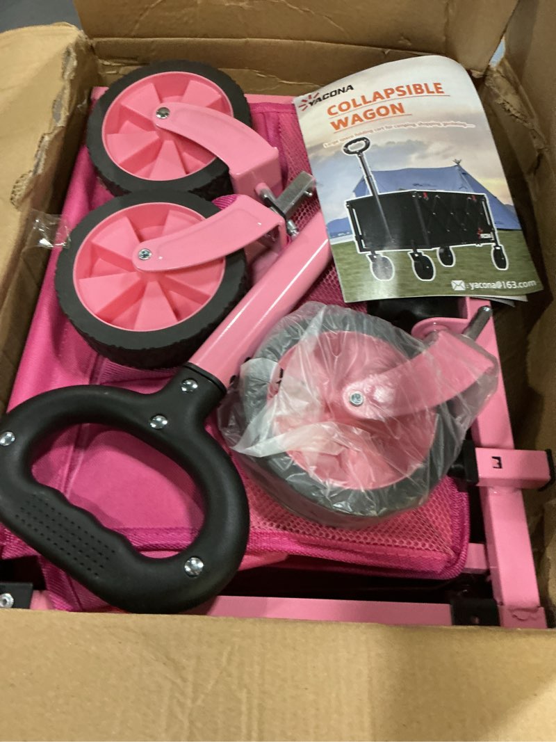 Condition photo showing Good Condition for 35" l extra long wagons carts foldable, 360lbs heavy duty collapsible wagon with wheels, folding wagon portable utility cart for groceries, shopping, camping, sports 180l pink