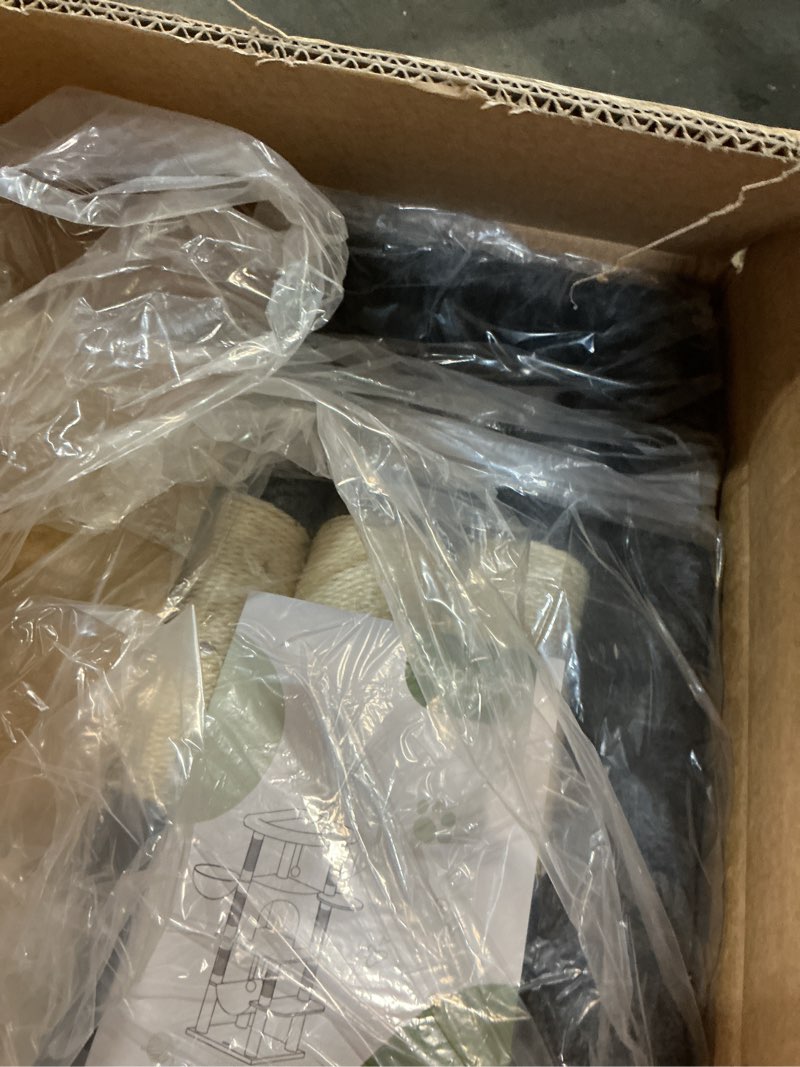 Condition photo showing Good Condition for Globlazer Corner Cat Tree Tower for Indoor Cats, 51in Multi-Level Cat Condo Tower with Large Hammock, 7 Sisal Scratching Posts, Oversized Top Perch, Spacious Cat Cave, Hanging Basket, C51, Dark Grey 51inch Dark Gray