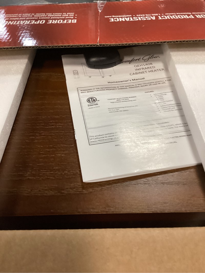 Condition photo showing Good Condition for comfort glow portable electric infrared quartz heater with remote, 4 element space heater, child lock, overheat & tip-over shut off protection, 1,000 sq ft - indoor use for home, office, & bedroom