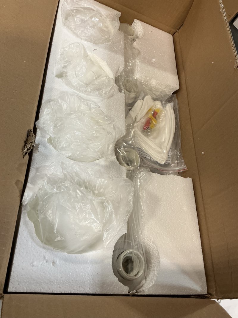 Condition photo showing New/Like New for 4 Light White Bathroom Light Fixtures Vanity Light Over Mirror Modern Wall Lighting Sconces Rustic Industrial Wall Lamp for Bathroom, Bedroom, Living Room E26 Socket with Glass Shade White 4 Light