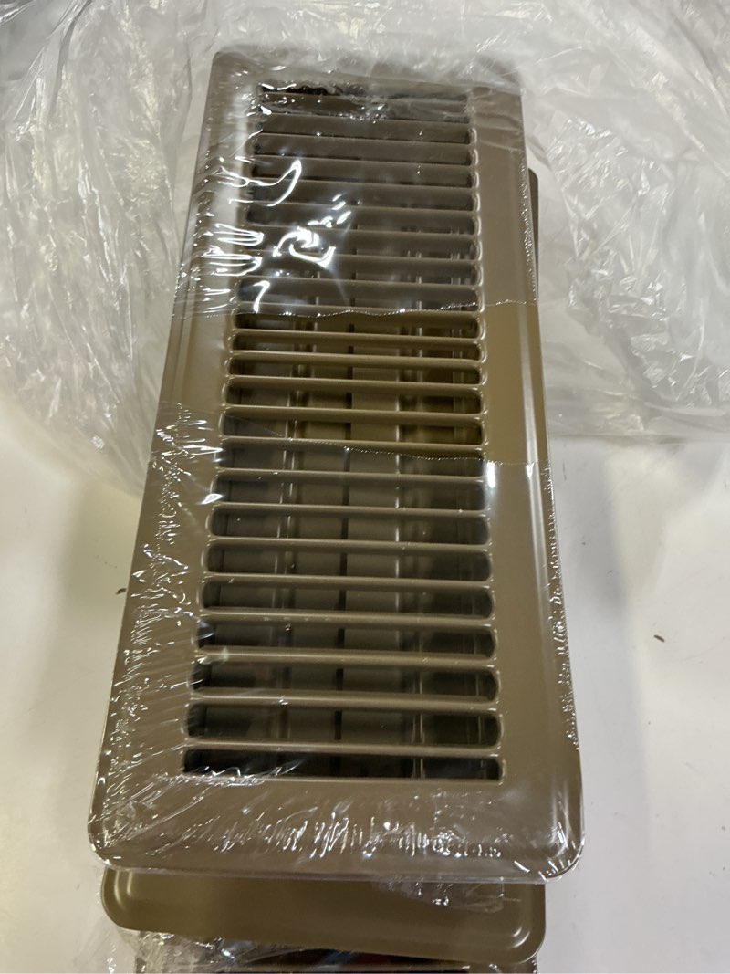 Condition photo showing Good Condition for 4\\\" x 12\\\" floor register vent covers 3-pack, walkable powder-coated metal vent covers with adjustable airflow, curved safe edges for floor/wall, brown 4*12 inches 3pcs