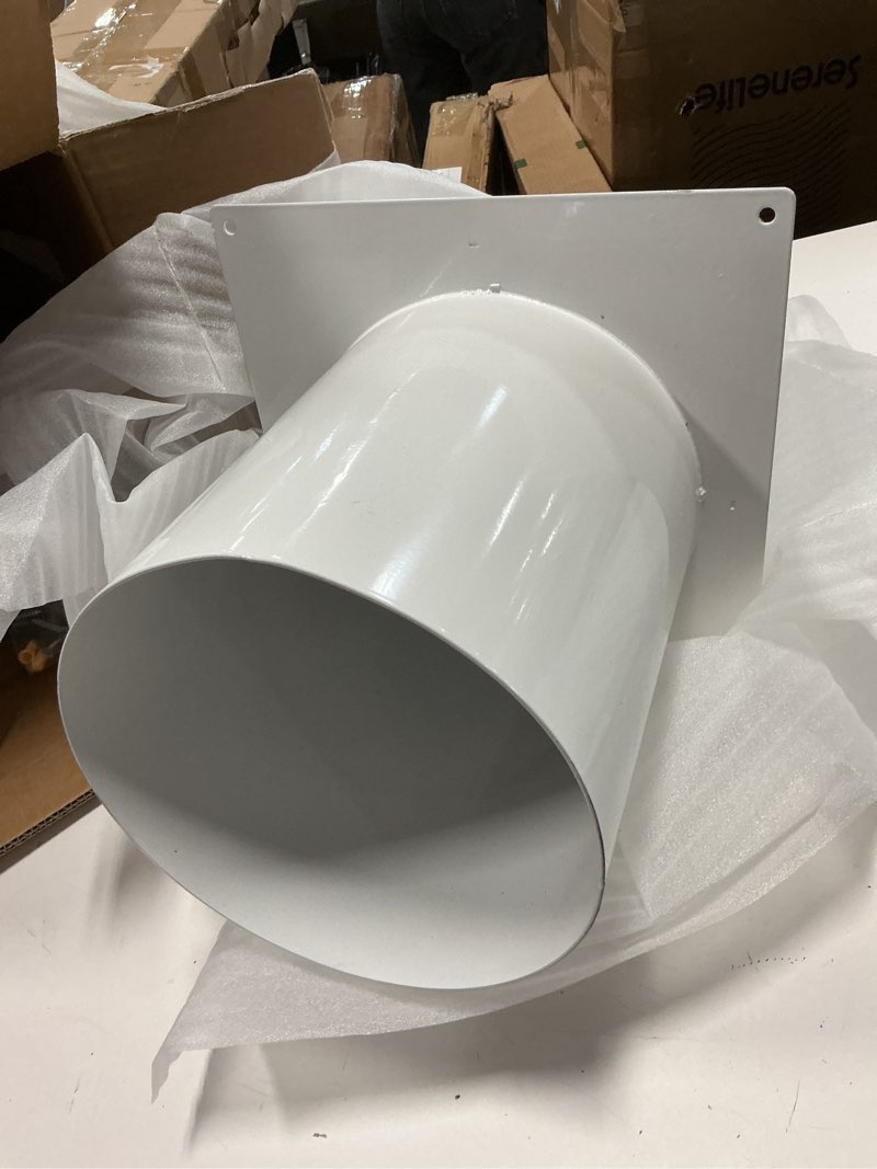 Condition photo showing New/Like New for neoaider 8 inch hooded wall vent cover with screen and damper, 14ga/2mm thick heavy-duty steel vent covers for wall, vent cover for dryer ventilation and outdoor air exhaust, white 8 inch white