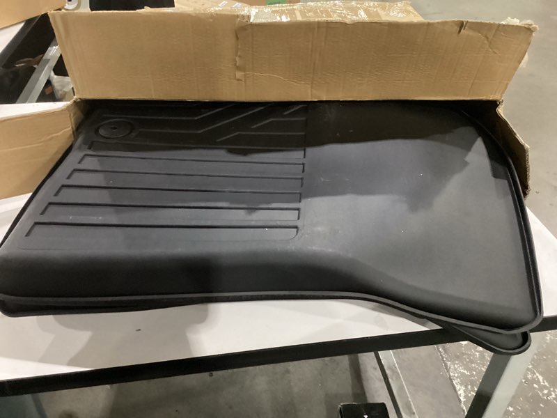 Condition photo showing As Is for cargo mat with backrest protection for 2025 2026 tesla model y juniper 5 seat, tpe all weather protection cargo liner with velcro rear seats backrest car cargo protector plate accessories-black for juniper 2-ni-1 cargo mat