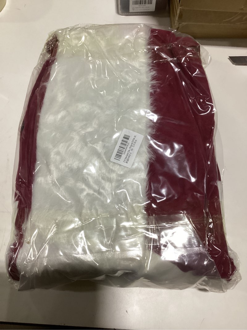 Condition photo showing New/Like New for ZIW 11pcs Deluxe Santa Claus Costume Suit for Men Women Adults Christmas Outfit Xmas Velvet Coat with Bell Wine Red 3X-Large