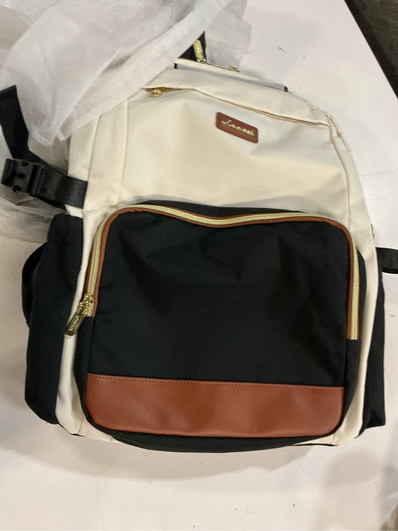 Condition photo showing Good Condition for lovevook laptop backpack for women with pouch pocket for large capacity cup,15.6 inch laptop computer bag travel backpack purse,waterproof work business backpack college teacher bags,beige-black-brown 15.6 inch beige - black - chestnut brown