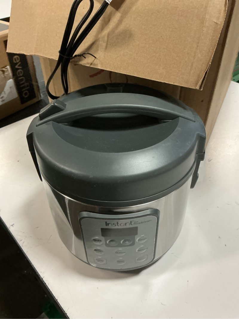 Condition photo showing As Is for instant pot zest 8 cup one touch rice cooker, from the makers of instant pot, steamer, cooks rice, grains, quinoa and oatmeal, 8-cup cooked/4-cup uncooked, no pressure cooking functionality