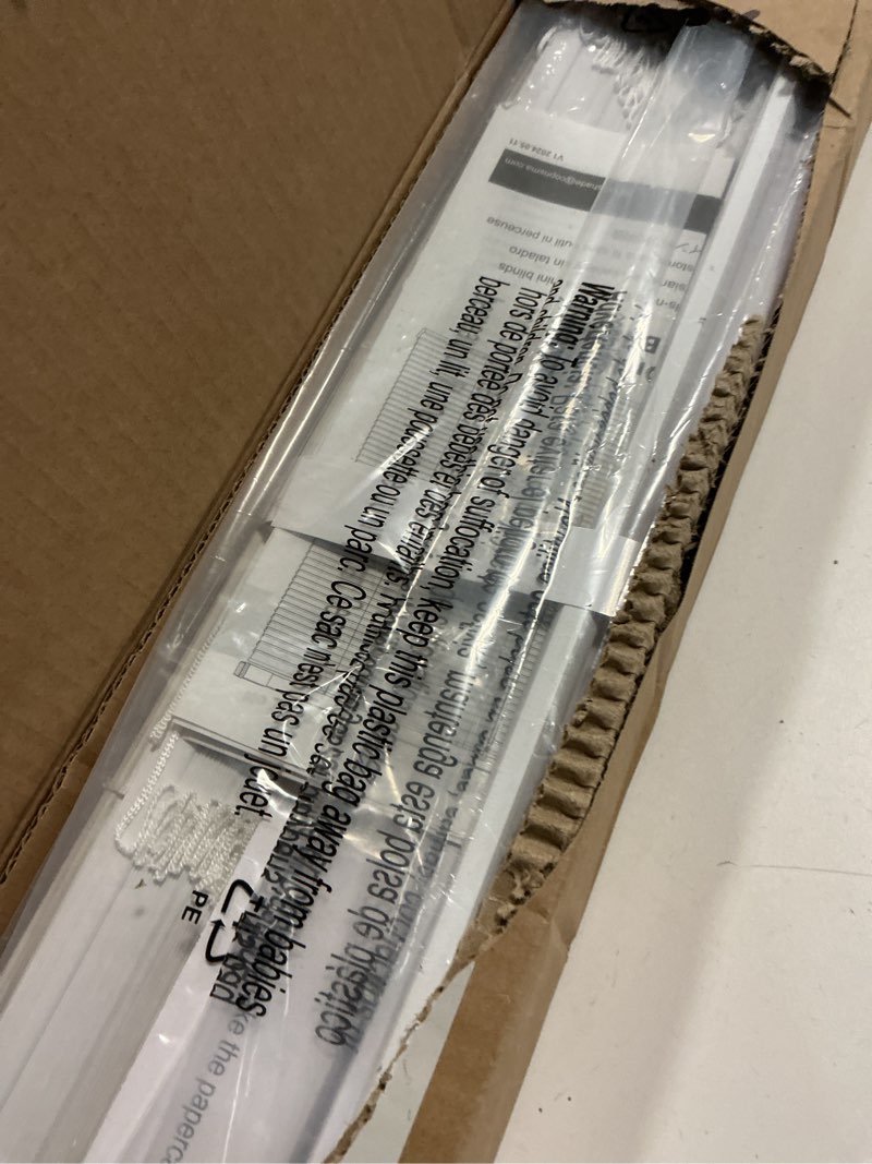 Condition photo showing Good Condition for no drill blinds for windows 1" vinyl l-shaped slats cordless mini blinds for home, for window size 31" w × 64" h white white 31" w × 64" h