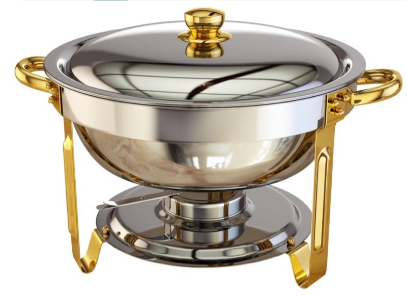 Chafing Dishes for Buffet?1 Pack 4.5QT Round Chafing Dishes for Buffet, Gold and Silver Stainless St