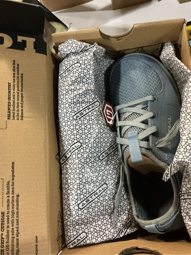 Condition photo showing New/Like New for size 8 astral women's loyak shoes - barefoot, quick-drying, minimalist sneaker for casual wear, water sports, travel, & hiking