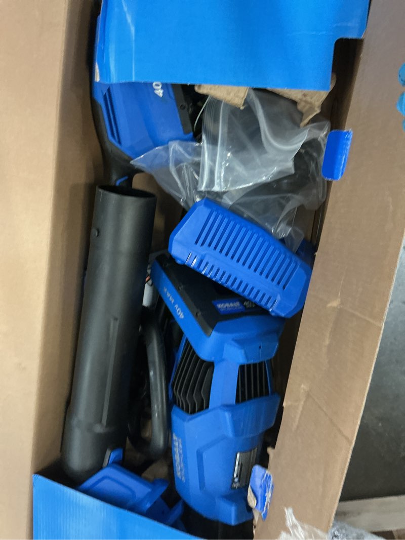 Condition photo showing As Is for kobalt gen4 40-volt cordless battery string trimmer and leaf blower combo kit 4 ah (battery & charger included)