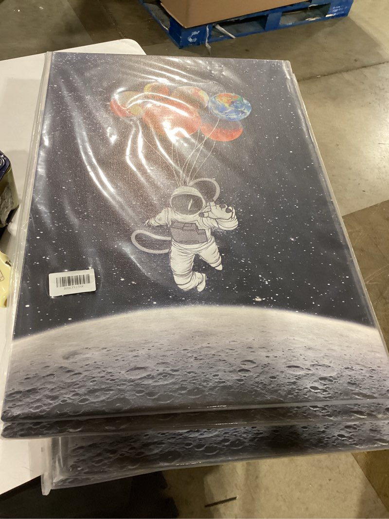 Condition photo showing New/Like New for inspirational wall art for outer space motivational canvas print astronaut with planet creative picture framed artwork for office bedroom bathroom childrens girls boys kids room decor size 16x24 inch