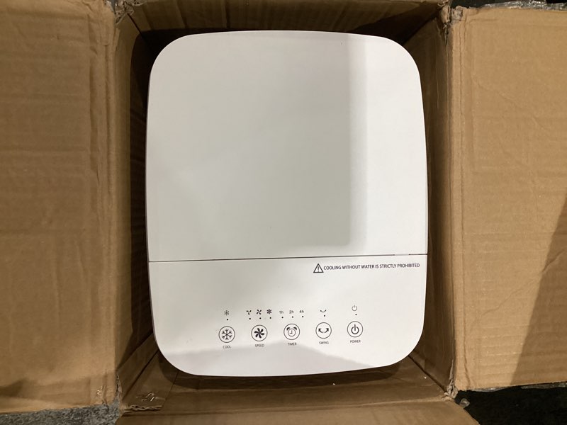 Condition photo showing As Is for Portable Air Conditioners, 2-IN-1 Evaporative Air Cooler, Swamp Coolers w/ 2 Ice Pack, 1.85 Gal Water Tank, 4 Modes, 80° Oscillation, 7H Timer, Portable Ac for Bedroom, Room, Indoor White, SIMILAR TO STOCK PHOTOS, NOT EXACT 