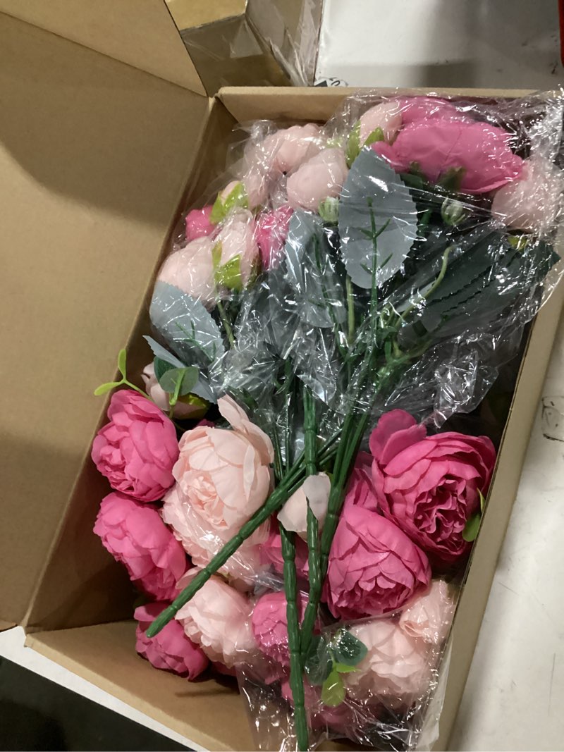 Condition photo showing Good Condition for yunsailing 8 pack artificial peony flowers faux silk hydrangea bouquet wedding home table decor reusable bouquet of rose flower for birthday wedding(pink) pink peony
