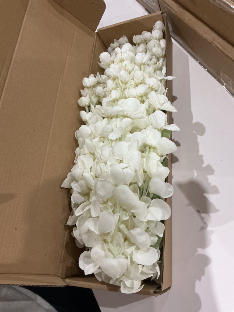 Condition photo showing Good Condition for ipopu artificial wisteria flower for outdoors 4pcs white silk wisteria hanging flower faux hanging flowers for home wall arch party wedding decor(white)