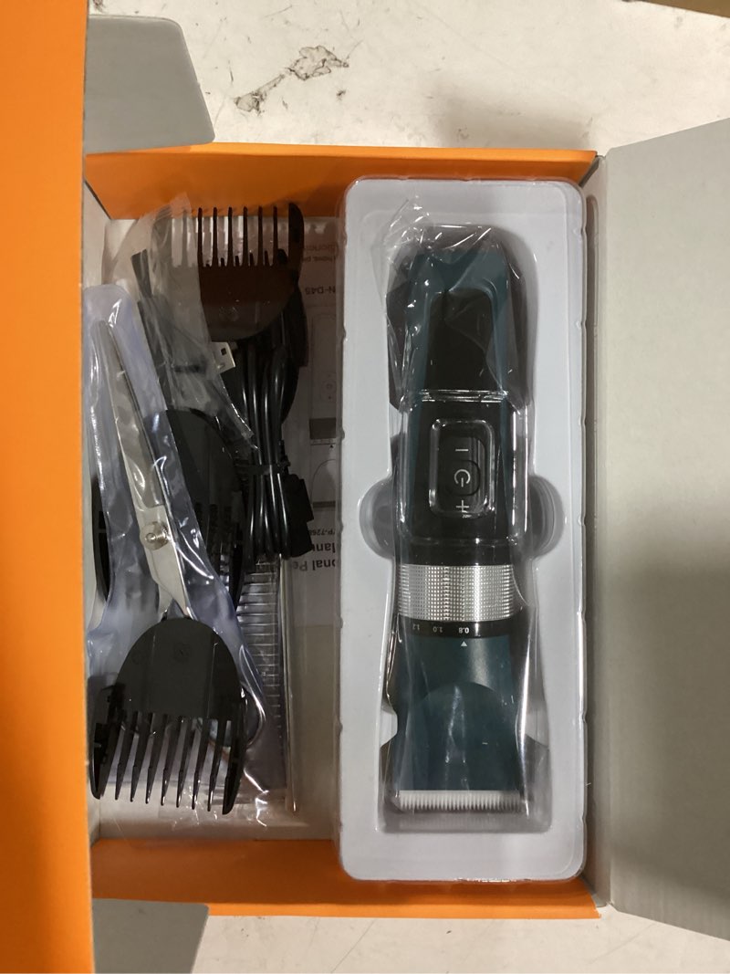 Condition photo showing As Is for oneisall cat clippers for matted hair, 5-speed quiet cat grooming kit, cordless pet shaver for long hair,waterproof pet hair trimmer, pet clippers for cats(green)