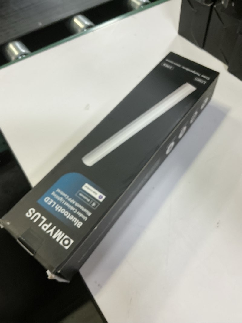 Condition photo showing New/Like New for LED Under Cabinet Lighting with Curved Surface Glow, Dimmable, Color Temperature Adjustable, Bluetooth App Controlled, 690 Lumens Eye-Caring Diffused Lighting for Kitchen, Closet, Shelves-3pcs 12" White Case 12" 3-Bar