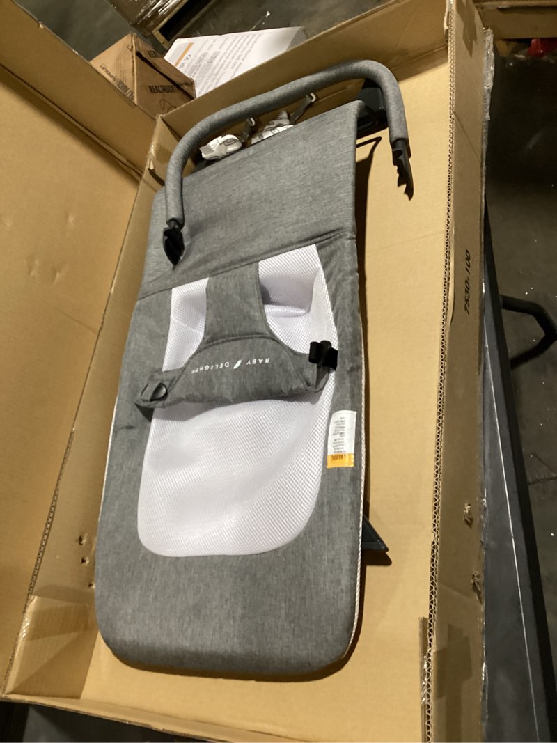 Condition photo showing Good Condition for baby delight alpine deluxe portable bouncer | infant | 0 – 6 months | charcoal tweed classic charcoal tweed