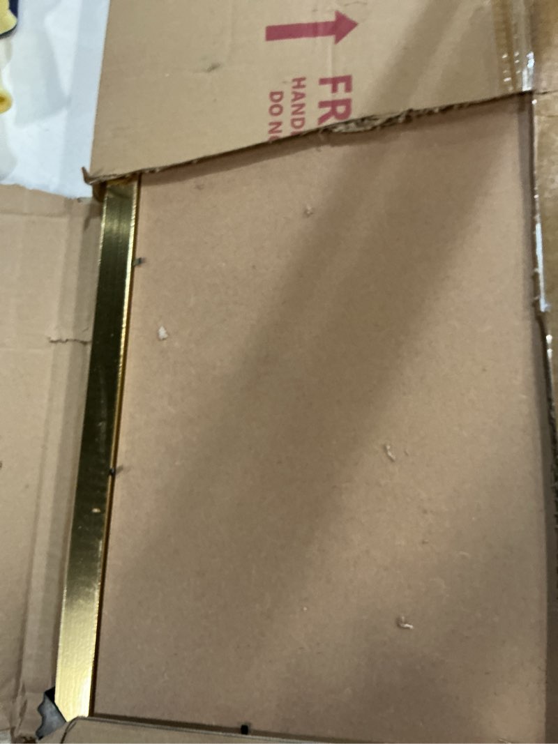 Condition photo showing As Is for lavie home 22x28 picture frame gold poster frame,display pictures 18x24 with mat or 22x28 without mat, stable and sturdy frame and polished plexiglass, horizontal and vertical format of the walls 22x28 gold