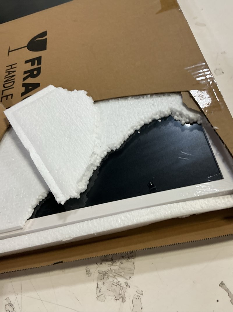 Condition photo showing New/Like New for A1 Poster Frame,23.4x33.1in Natural Soild Wood White Picture Frames with Polished Plexiglass,Easy to Hang,Display Picture A1 without Mat or A2 with Mat for Wall Mounting Horizontally and Vertically White A1(23.4X33.1 in)