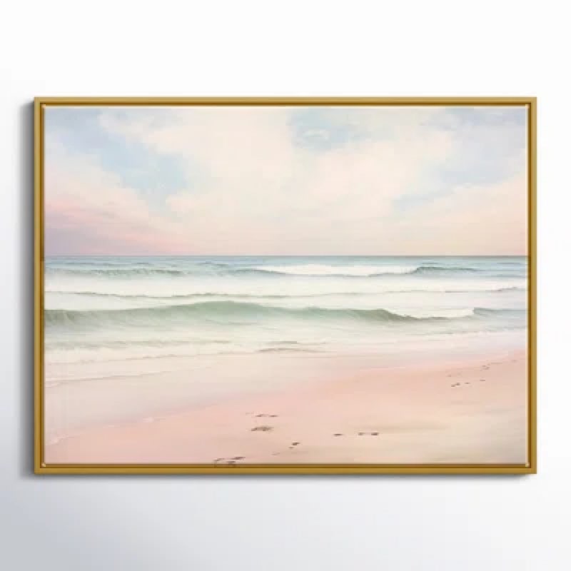 ocean tranquility tender pink pastel sunrise i - coastal beach wall art