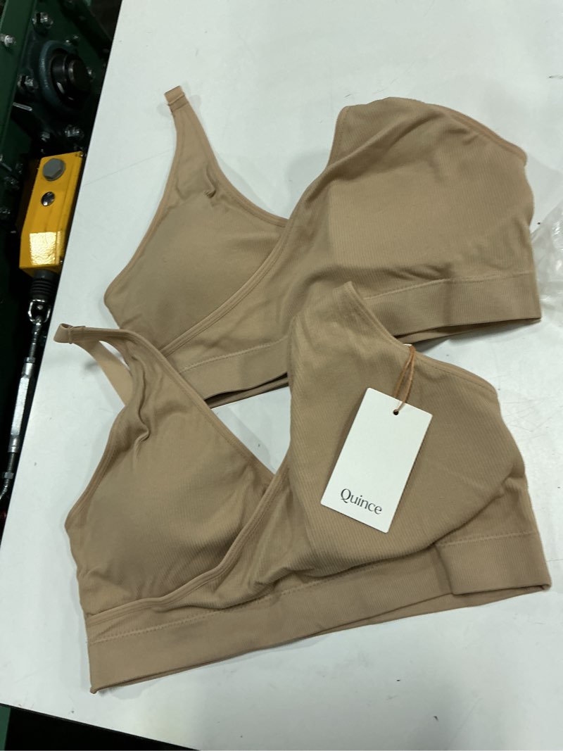 Condition photo showing New/Like New for seamless crossover nursing & lounge bra (2-pack), l, sand