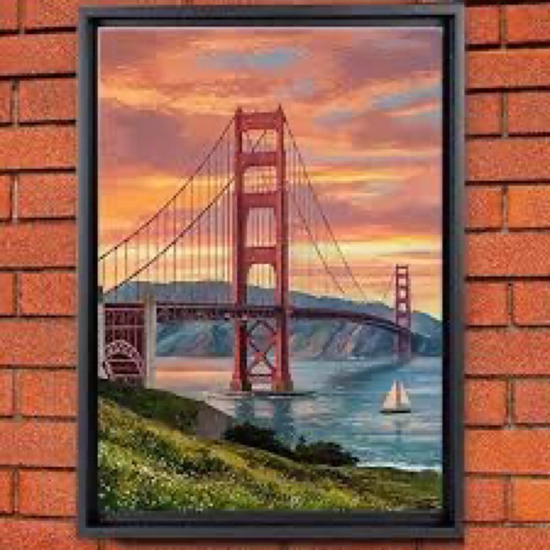 Golden Gate Bridge Vintage Art Print Poster Canvas Wall Art, Rustic Sunset Theme Artwork Decor, 12x8 Famous World Landmarks Painting for Bedroom, Bathroom, Living Room Art Decorations (Golden Gate Bridge)