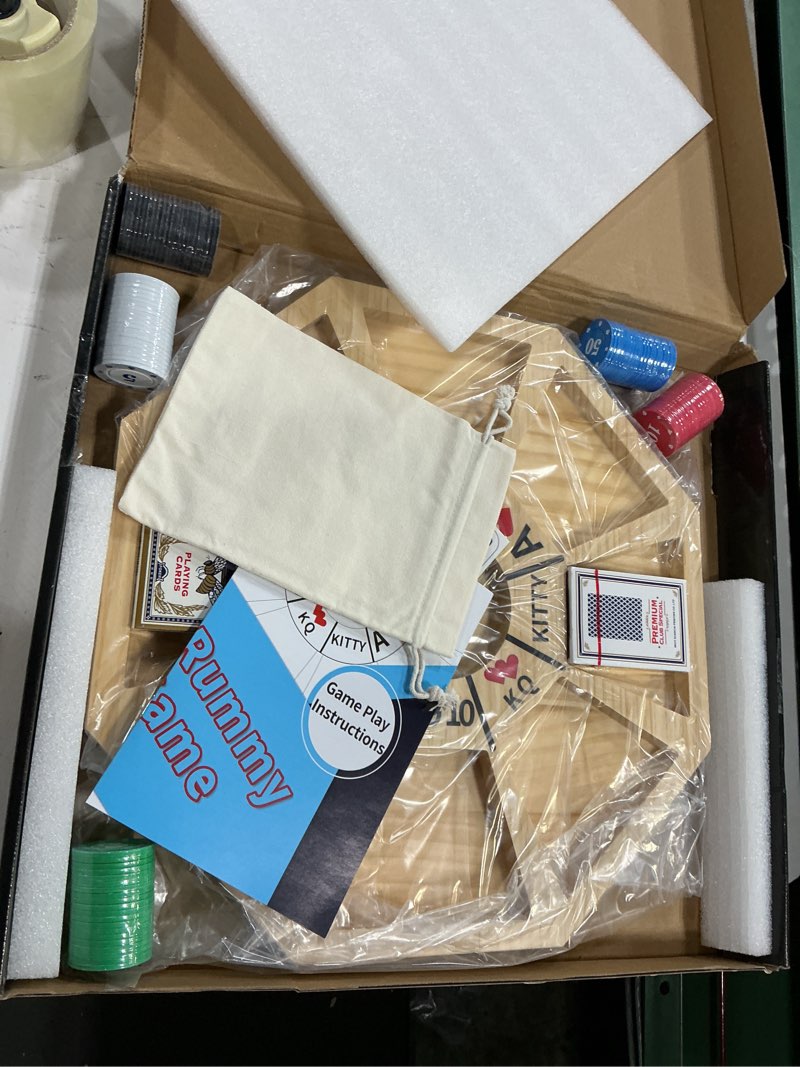 Condition photo showing New/Like New for jyquorp michigan rummy board game deluxe se tperfect blend of a royal game of hearts rummy poker wooden tripoley board game betting bluffing game classical family card game for 100 chips (log -medium)