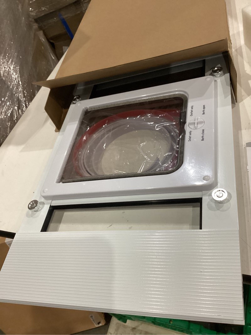 Condition photo showing Good Condition for aluminum frame cat door for window with magnetic auto closure, adjustable width quick-fit pet door for window insert, suitable for most medium cats & small dogs (23''-28'')