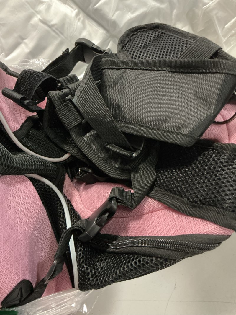 Condition photo showing Good Condition for woyyho pet dog carrier backpack small dog front backpack ventilated mesh dog travel back pack with safety belt for travel hiking cycling outdoor adventures (size s: 2-4.5 lbs, pink) pink small(2-4.5lbs)