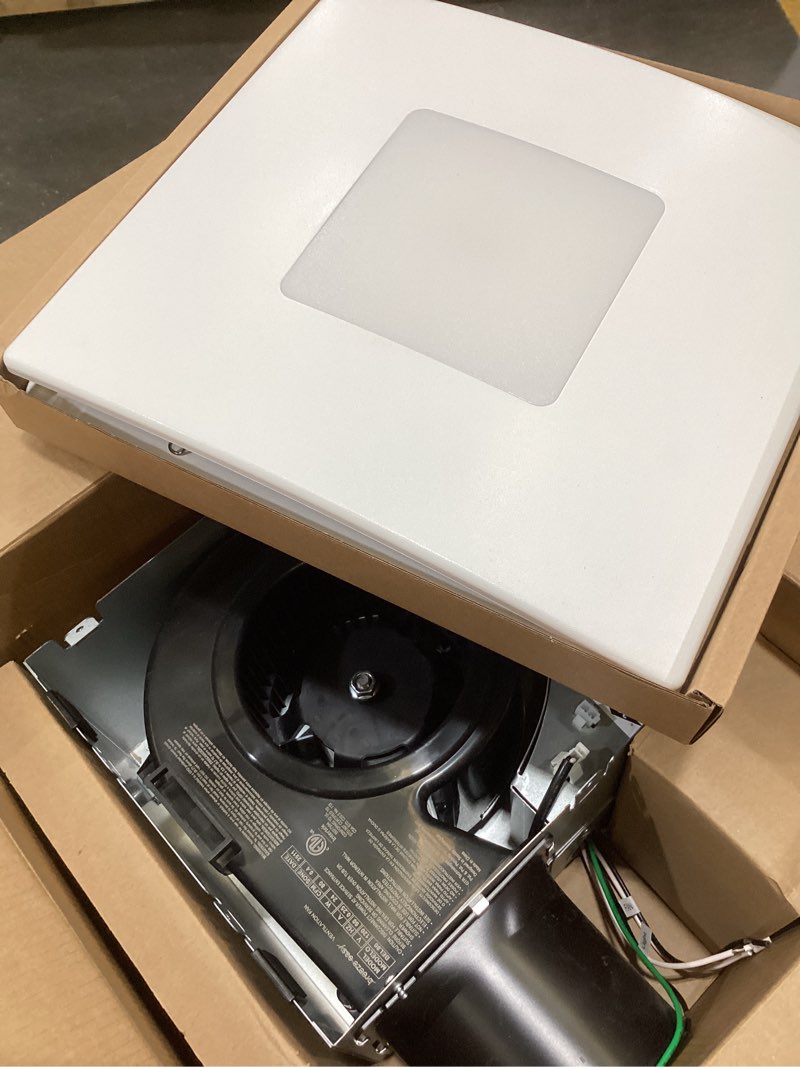 Condition photo showing Good Condition for bathroom exhaust fan with 5-cct dimmable led light, 80 cfm, whisper quiet 0.4 sones, retrofit no-screw roomside installation, energy star, bel80