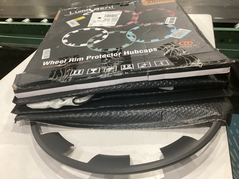 Condition photo showing Good Condition for wheel rim protect for tesla model y 20" (2020-2024), easy-install hubcaps wheel cover, scratch-resistant car tire trim rings, stylish design for induction wheels, matte black 4pcs model y accessories matte black- 4packs 2020-2024 model y 20in