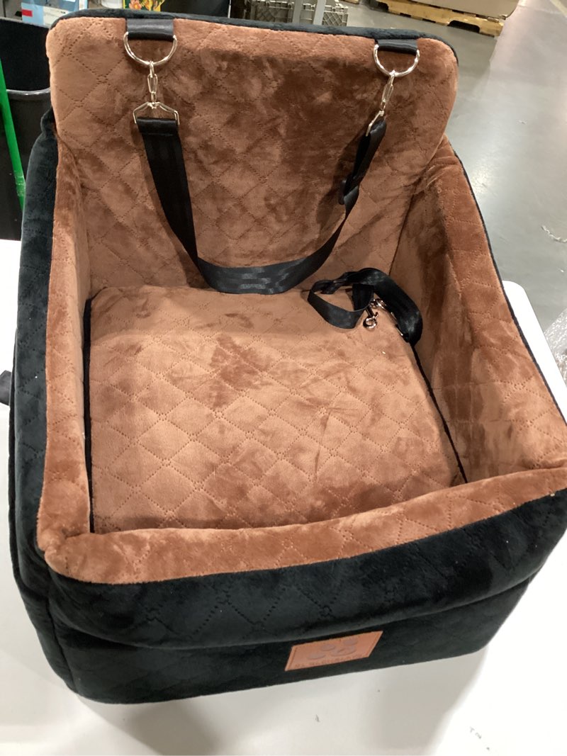 Condition photo showing Good Condition for gl glenslave dog car seat for small/medium dogs, dog booster car seats with thick cushion for dogs under 35lbs, detachable washable pet carseat with storage pockets, 2 safety belts(black/coffee)