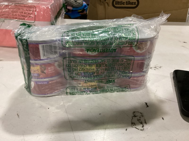 Condition photo showing As Is for only 9 include     purina friskies wet cat food, meaty bits gourmet grill in gravy - (pack of 24) 5.5 oz. cans 5.5 ounce (pack of 24)