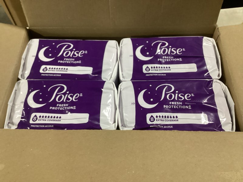 Condition photo showing Good Condition for Poise Overnight Incontinence & Postpartum Pads for Bladder Leaks, 8 Drop Extra Coverage, 96 Count, Packaging May Vary Long 96