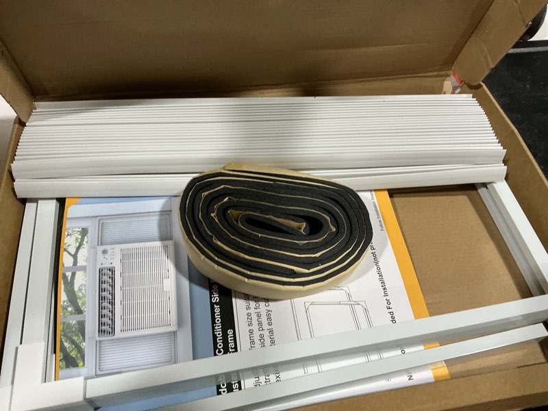 Condition photo showing As Is for bjade's window air conditioner side panels with adjustable frame size suitable for different window ac unit 5,000-14,000btu, side panel seal kit,room ac accordion filler curtain replacement kit