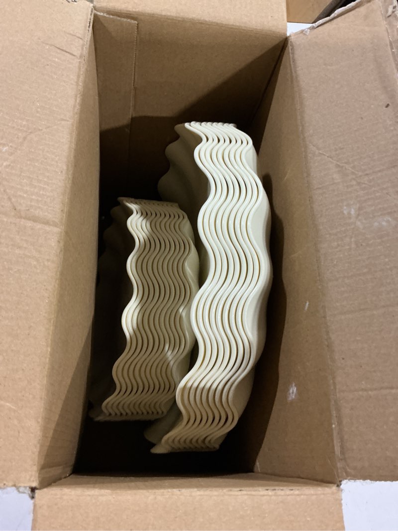 Condition photo showing As Is for liyh 24 pcs plastic plates reusable,unbreakable dinner plates, scalloped plastic plates, dishwasher safe,ivory plate sets perfect for parties, birthday, picnics, bpa free(12guests) 24(12 guests) 24 beige